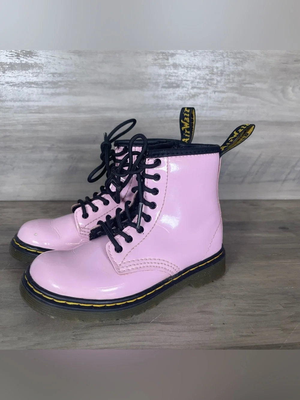 Doc DrMartens Toddler Girls 9 Pale Pink Combat Side Zip High Top Lace Up Boots